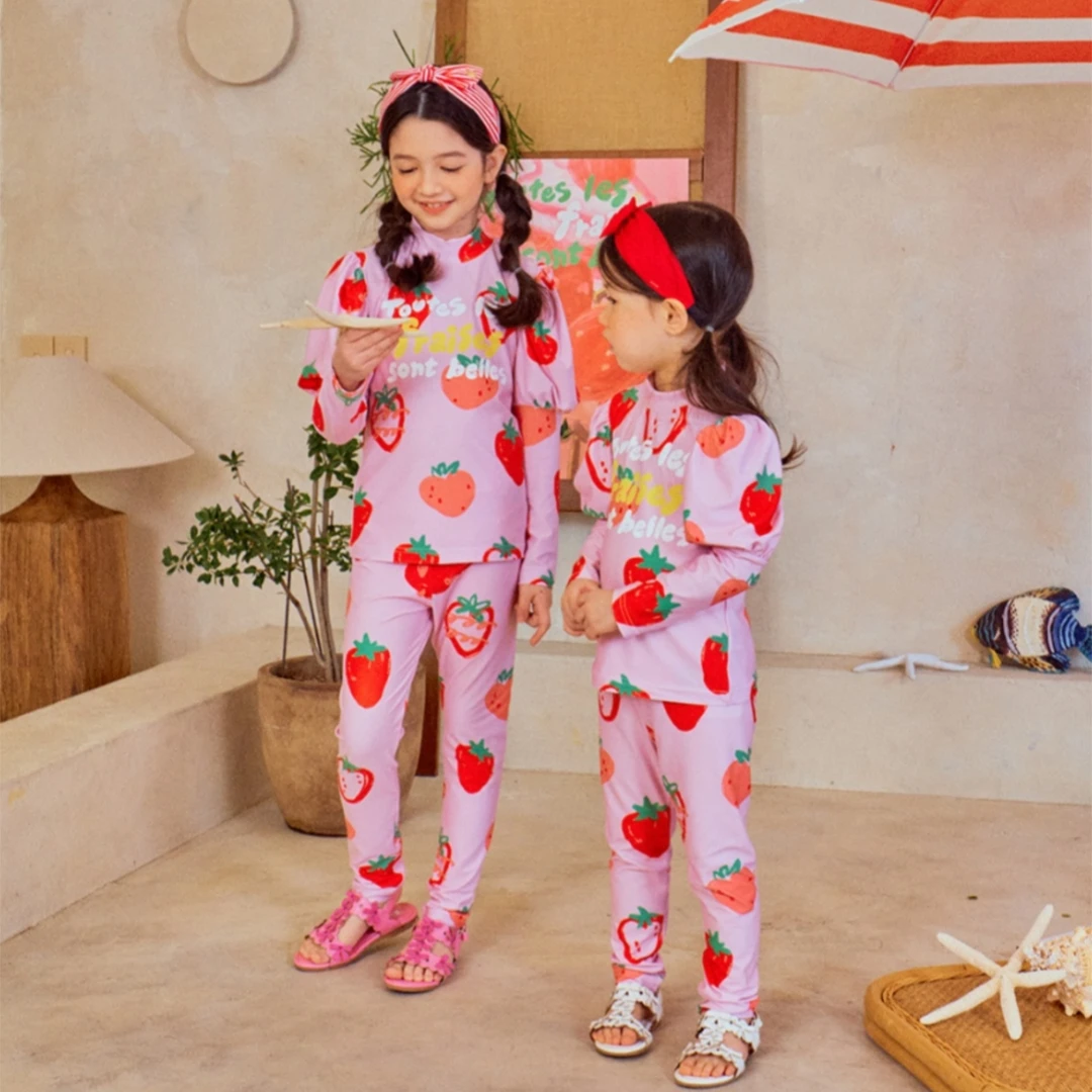 Korean Kids Clothes 2025 New Summer Baby Girls Cartoon Printed Swimsuit Chidren's Waterproof Beachwear Clothings Presale - Image 3