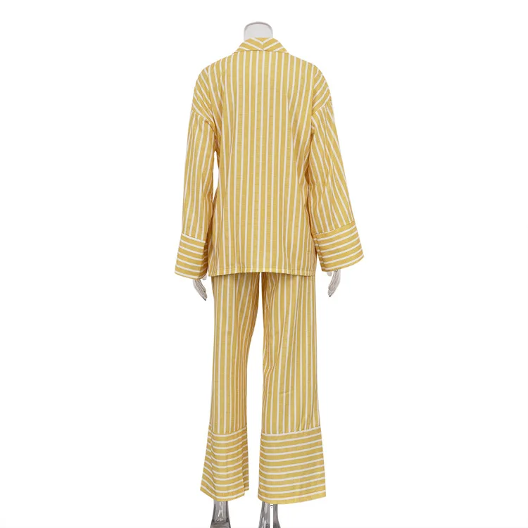 Women’s Clothing 2025 Autumn Striped Long Sleeve Lace Top & High Waist Trousers - Image 30