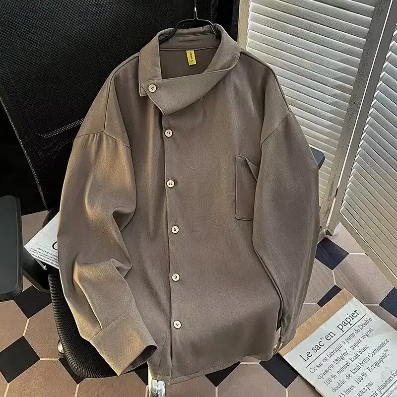 Men’s Clothing Trendy Unisex Loose Irregular Long-Sleeve Shirt - Image 5