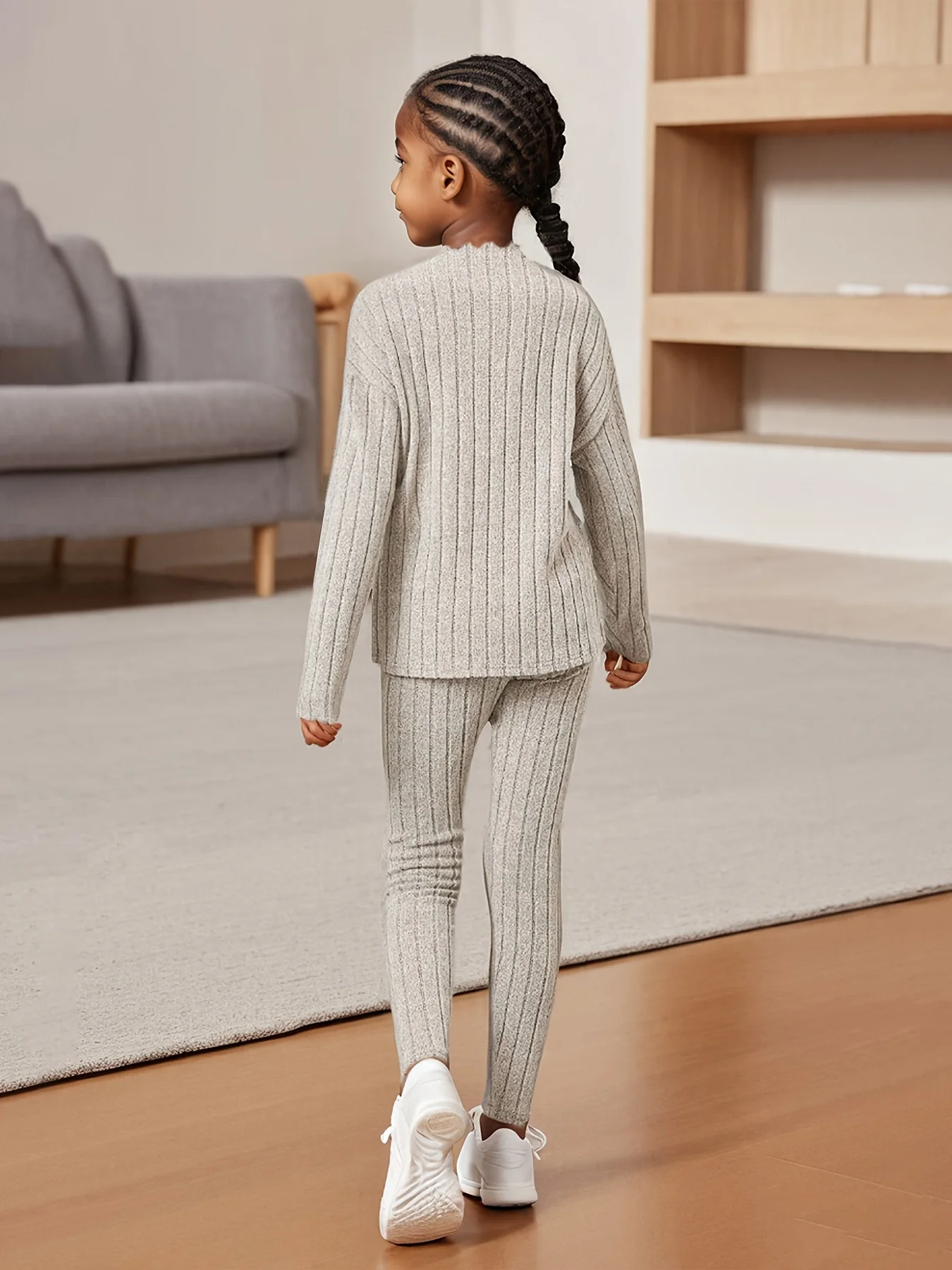 Girls’ Autumn/Winter 2-Piece Set – Long-Sleeve Knit Top & Skinny Pants - Image 2