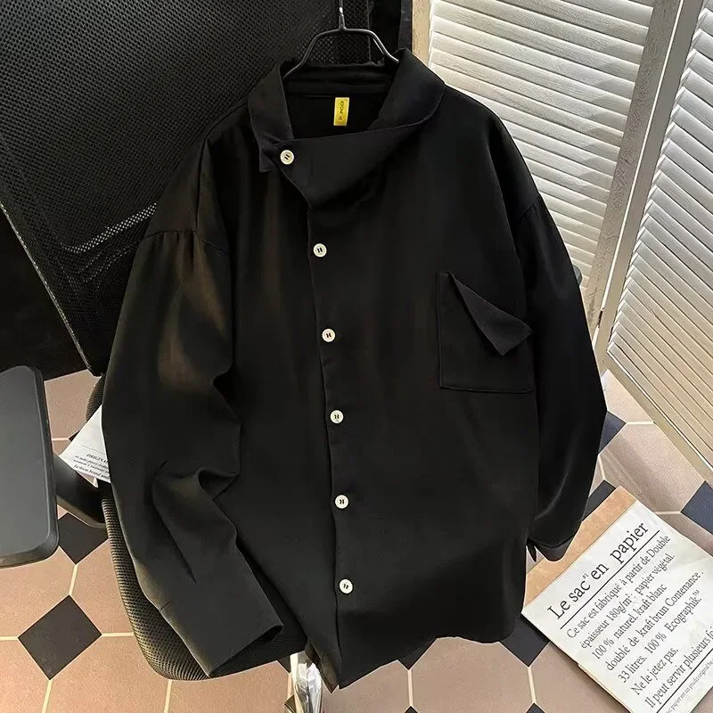 Men’s Clothing Trendy Unisex Loose Irregular Long-Sleeve Shirt - Image 2