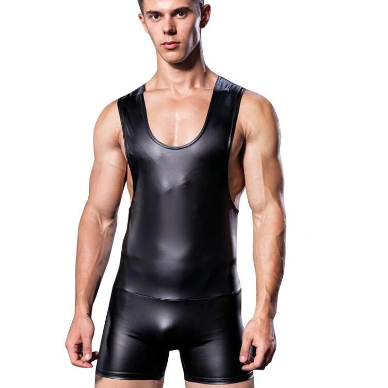 Men’s Sexy Leather Jumpsuit – Workout & Stage Costume - Image 4