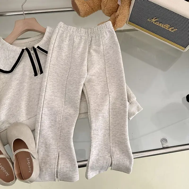 Korean Girls’ Spring/Autumn 2-Piece Sweatshirt & Pants Set (Ages 4–9) - Image 3