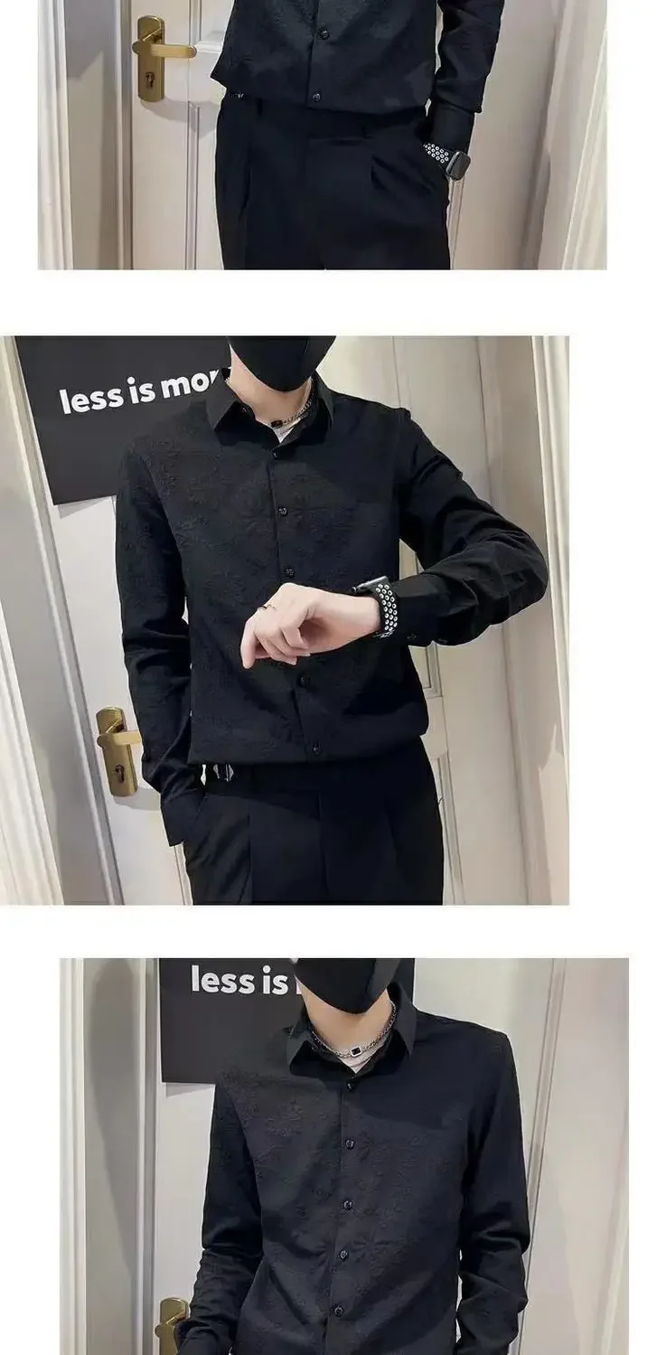 Men’s White Korean-Style Shirt – Plain & Graphic Designer Top - Image 15