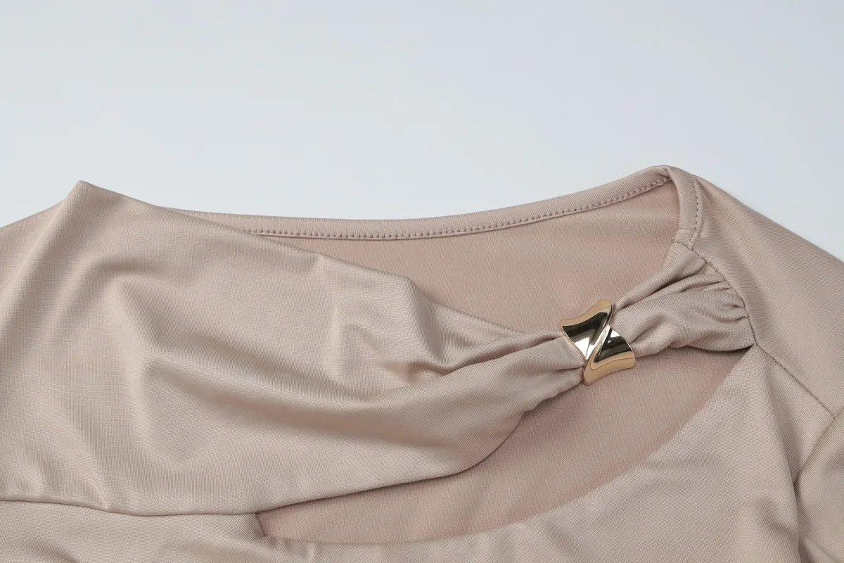 Woman Clothing 2025 Autumn High Waist Bandage Ruched Long Dress - Image 28