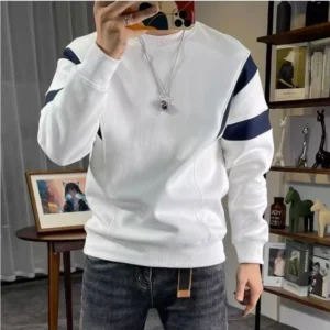 Men Clothing Trend Contrast Patchwork Loose Hoodie Sweatshirt