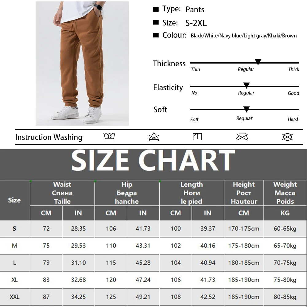 Men’s Autumn/Winter Fleece Sweatpants – Joggers with Elastic Waist - Image 8
