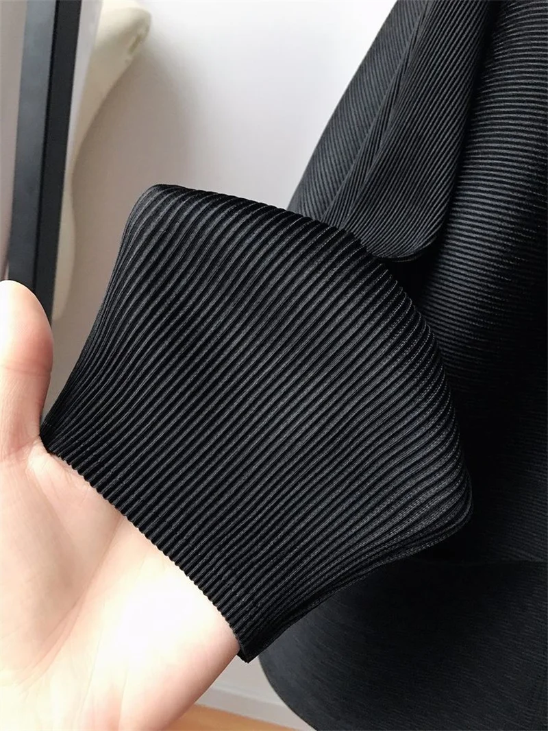 Woman Clothing Bat Sleeve Loose Pleated T-Shirt Jacket with Pocket - Image 20