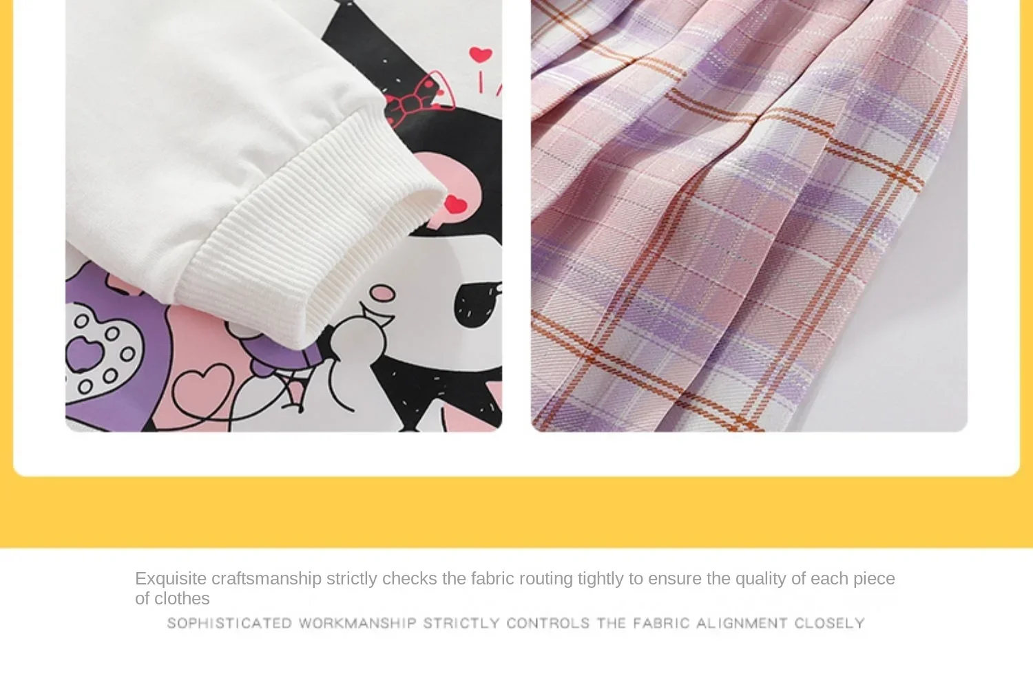 Kids’ Spring/Autumn 2-Piece Set – Kuromi Sweater & Checkered Pleated Skirt - Image 9