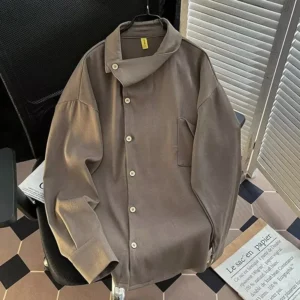 Men’s Clothing Trendy Unisex Loose Irregular Long-Sleeve Shirt