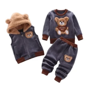 3-Piece Toddler Fleece Hooded Set – Baby Boys & Girls Warm Outfit