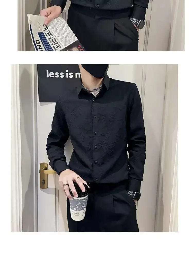 Men’s White Korean-Style Shirt – Plain & Graphic Designer Top - Image 16