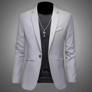 Men’s Autumn Casual Slim-Fit Blazer – Single Button, Non-Iron, Solid Formal Jacket