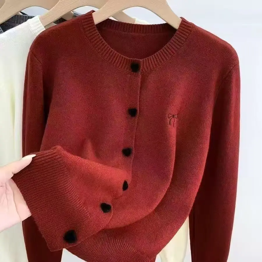Women’s Vintage Love Button Knit Cardigan – Autumn/Winter Elegant Sweater - Image 11