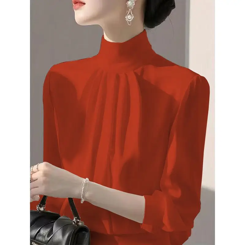 Women’s Spring Long-Sleeve Loose Solid Shirt – Elegant High-Street Blouse - Image 3