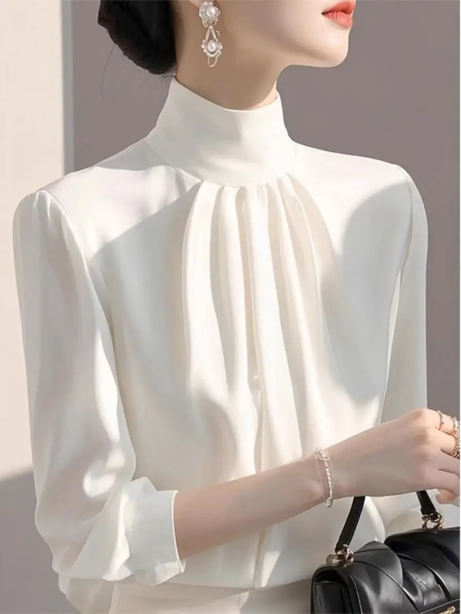 Women’s Spring Long-Sleeve Loose Solid Shirt – Elegant High-Street Blouse - Image 9