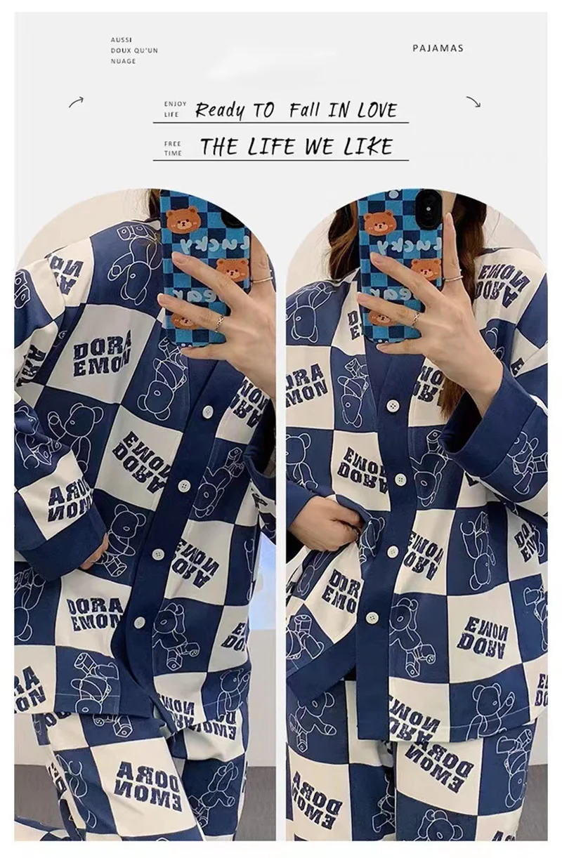 Women’s Four-Season Cute Cartoon Pajamas – Long Sleeve Comfortable Loungewear - Image 9