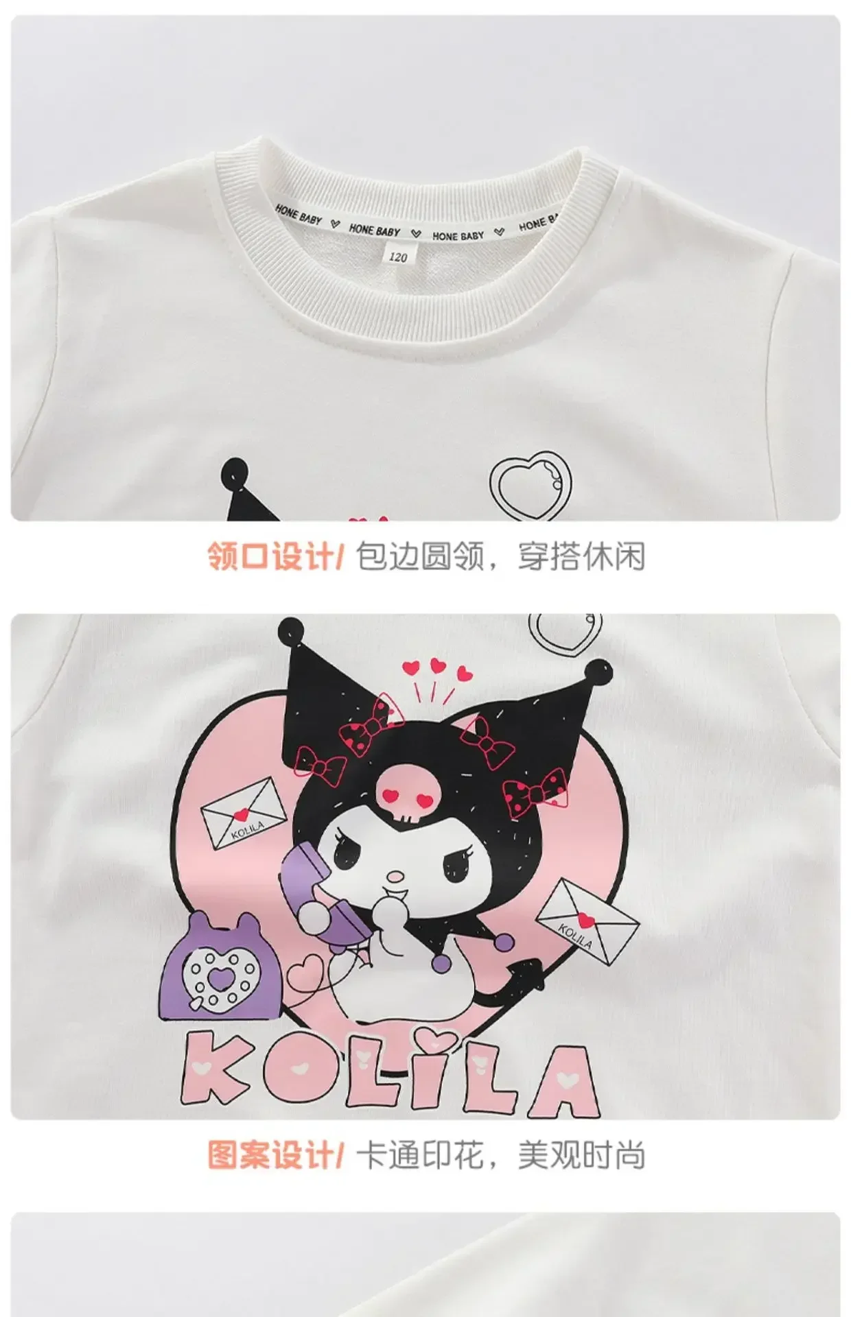 Kids’ Spring/Autumn 2-Piece Set – Kuromi Sweater & Checkered Pleated Skirt - Image 6