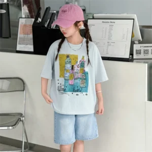 Kids’ Spring/Autumn 2-Piece Set – Kuromi Sweater & Checkered Pleated Skirt