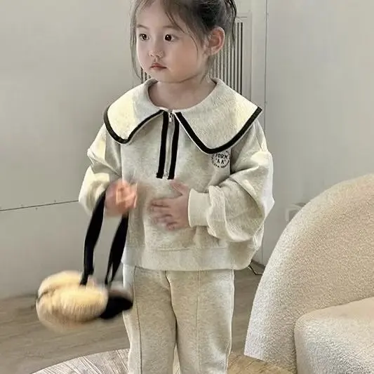 Korean Girls’ Spring/Autumn 2-Piece Sweatshirt & Pants Set (Ages 4–9) - Image 6