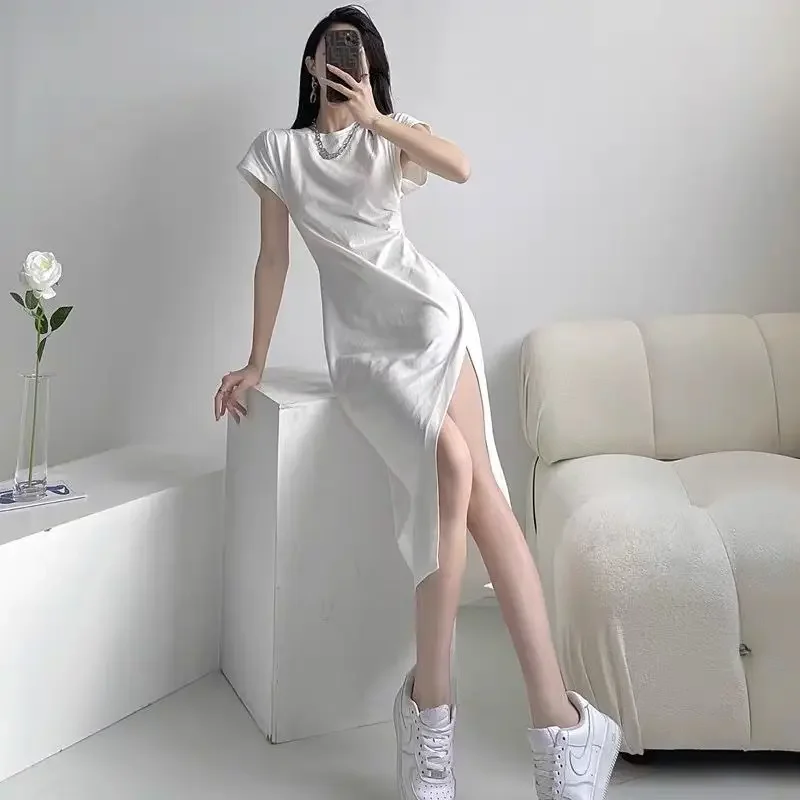 Women’s 2025 White Midi Dress – Chic Casual Y2K Harajuku Cotton Outfit - Image 3
