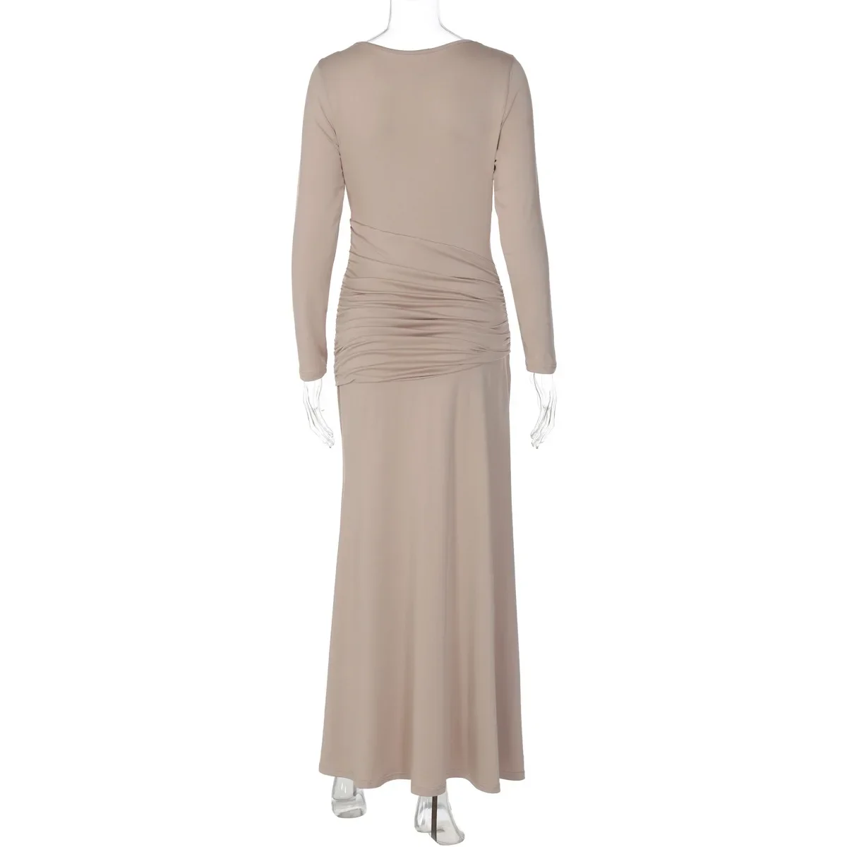 Woman Clothing 2025 Autumn High Waist Bandage Ruched Long Dress - Image 26