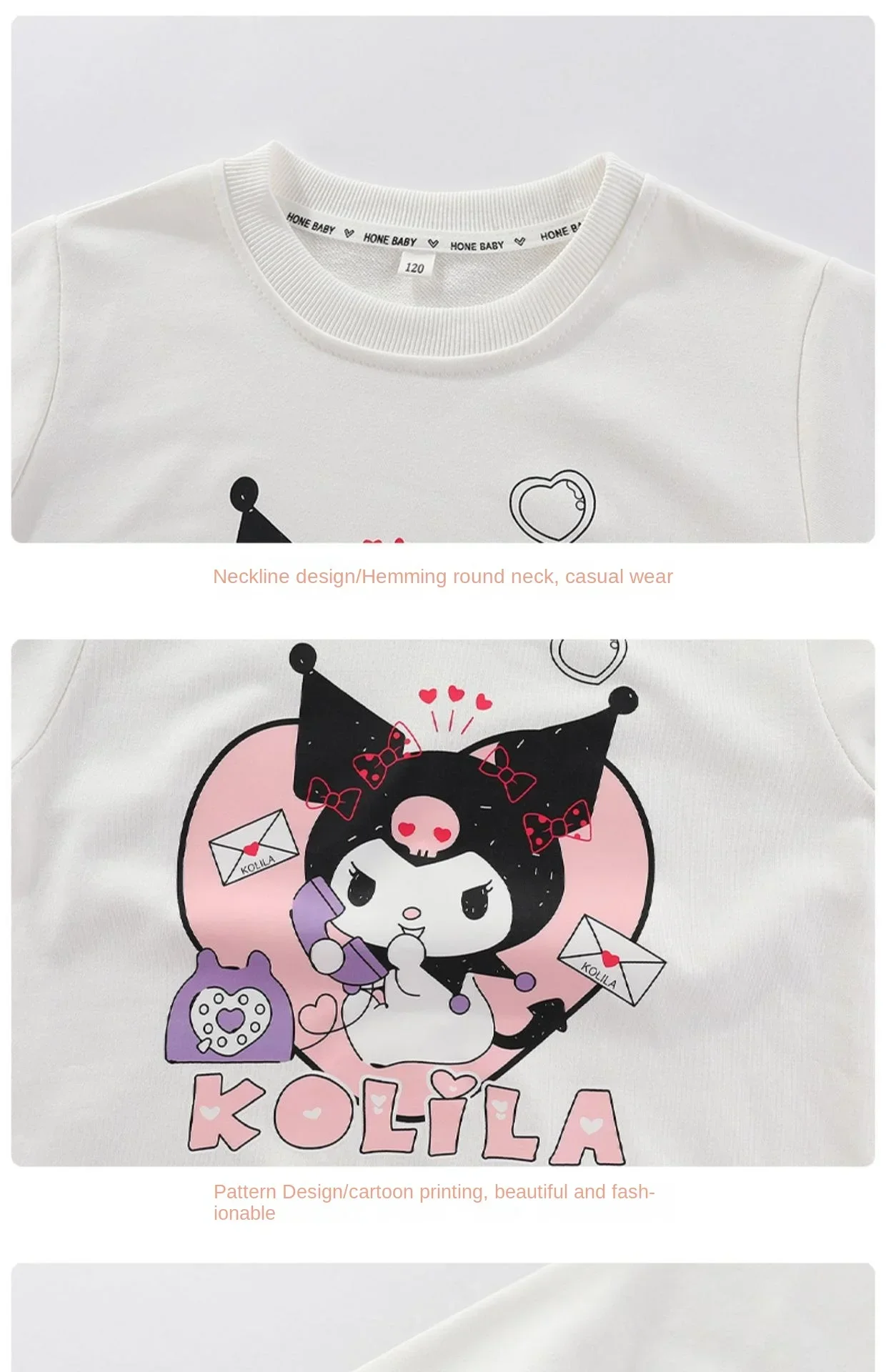 Kids’ Spring/Autumn 2-Piece Set – Kuromi Sweater & Checkered Pleated Skirt - Image 13