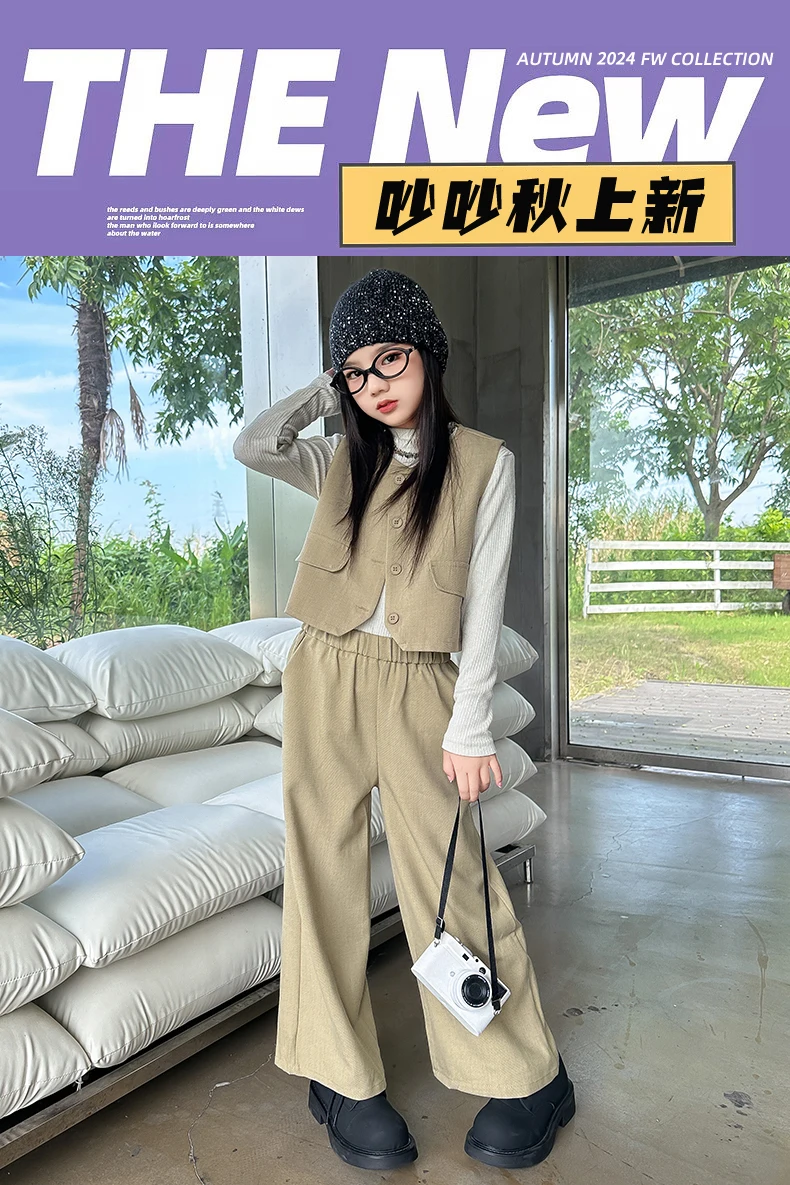 Junior Girls’ 3-Piece Set – Round Neck Vest, T-Shirt & Wide-Leg Pants - Image 7