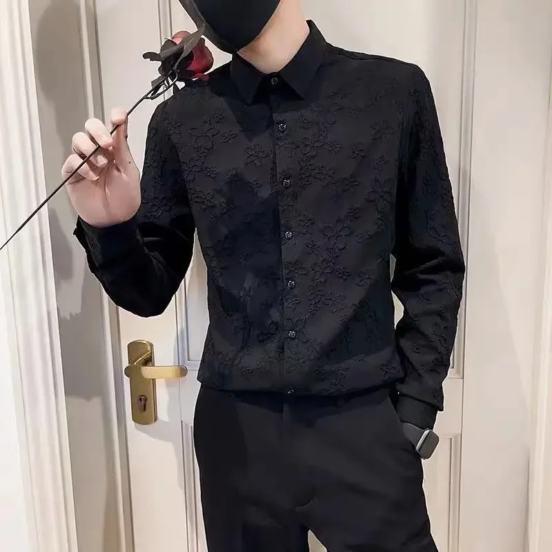 Men’s White Korean-Style Shirt – Plain & Graphic Designer Top - Image 6