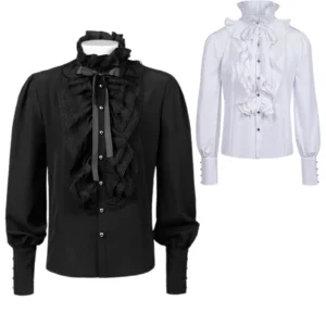 Men’s Medieval Steampunk Victorian Long-Sleeve Shirt – Retro Party Costume