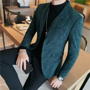 Men’s Single-Breasted Corduroy Blazer – Spring Elegant Jacket