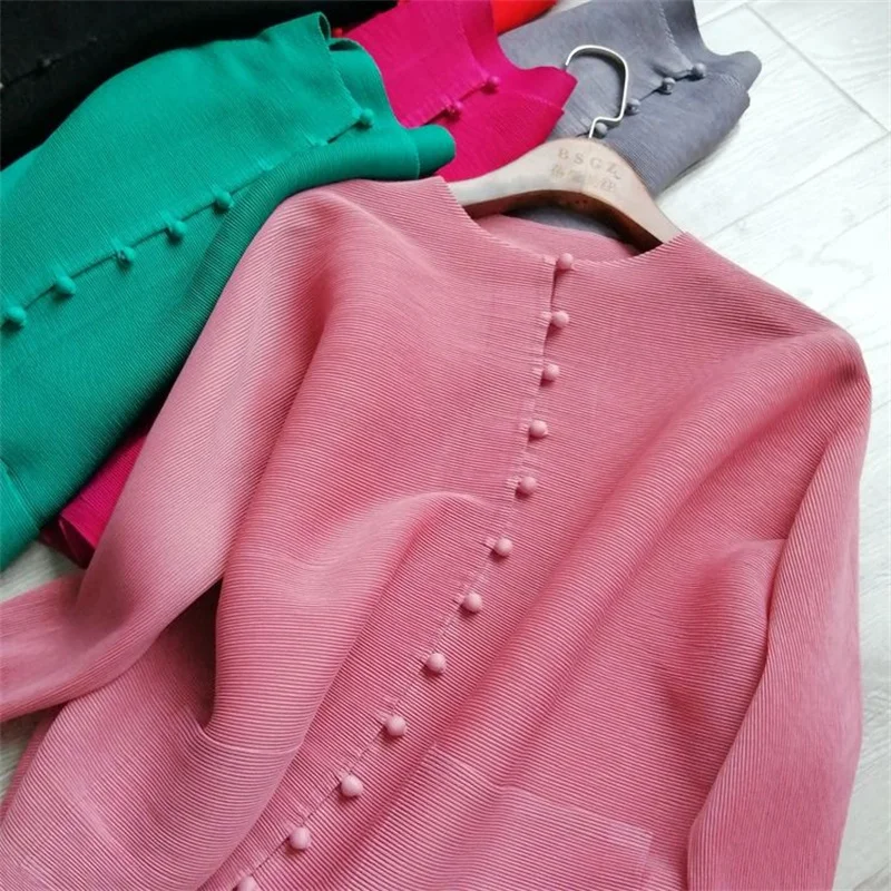 Woman Clothing Bat Sleeve Loose Pleated T-Shirt Jacket with Pocket - Image 24