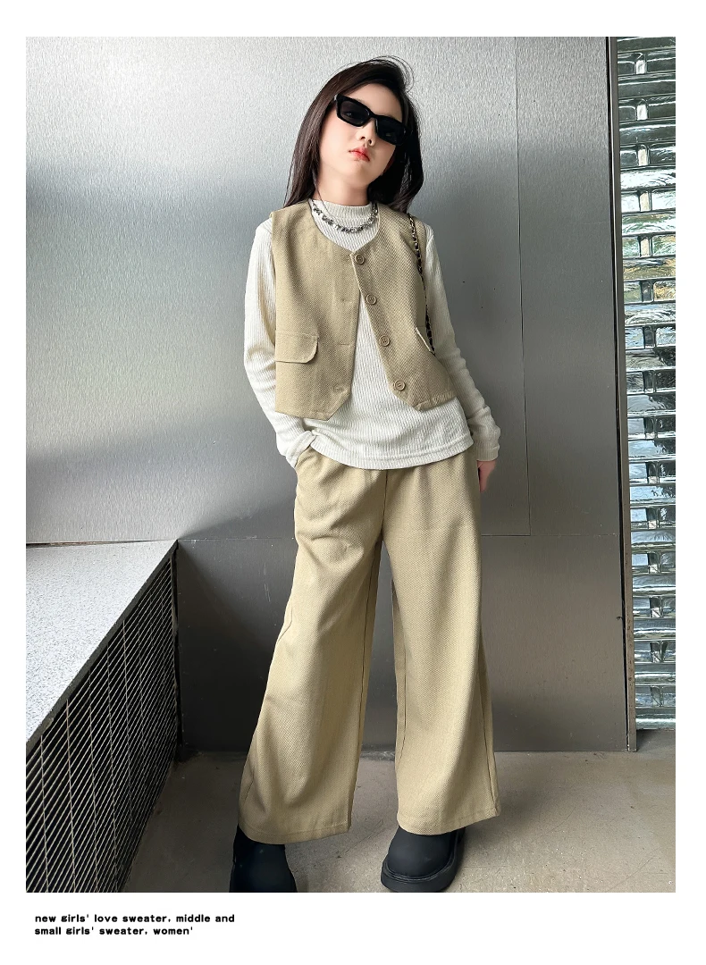 Junior Girls’ 3-Piece Set – Round Neck Vest, T-Shirt & Wide-Leg Pants - Image 23